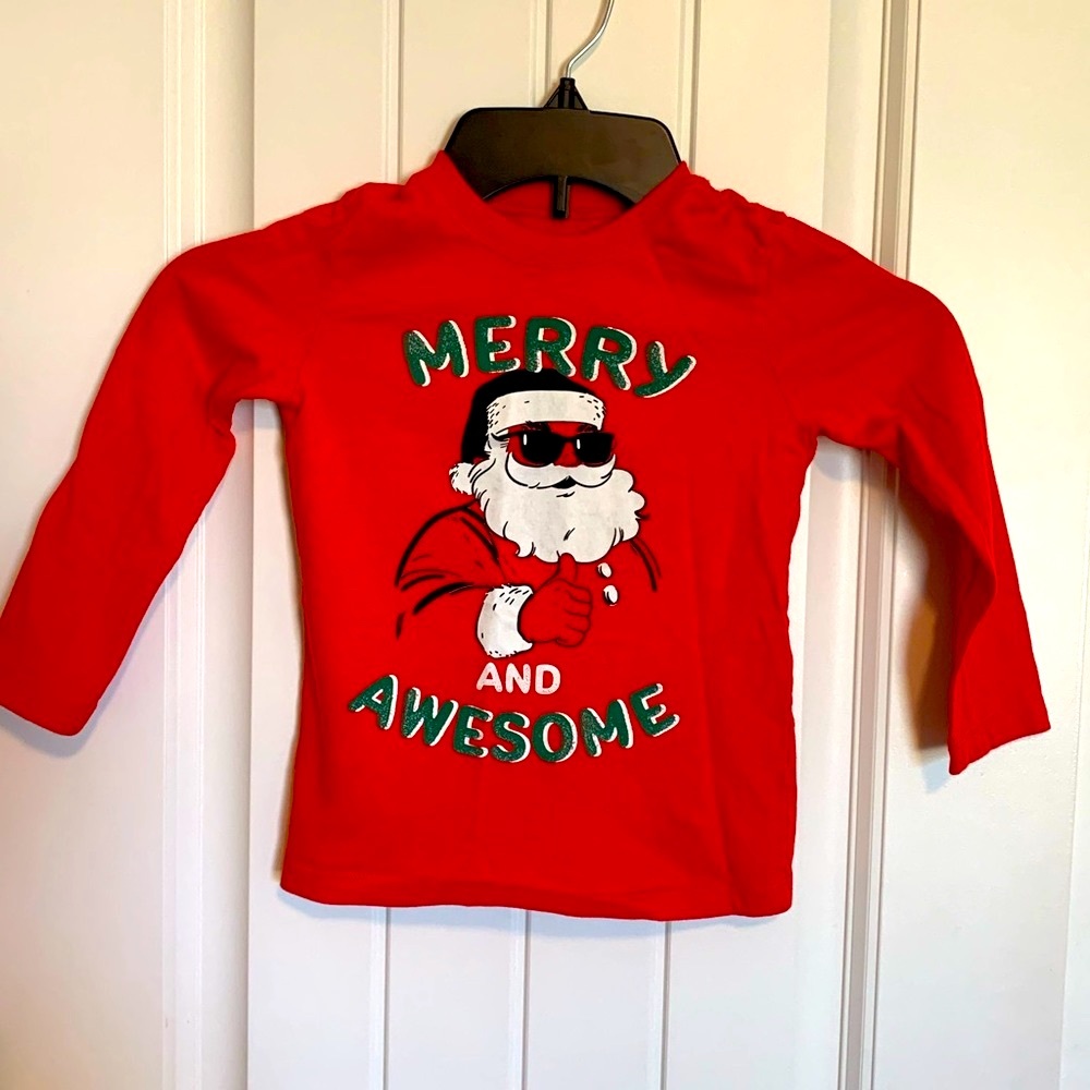 Carter’s Kids Red Christmas Long Sleeve Santa T-Shirt Size 3T